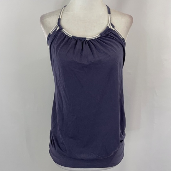 Lululemon No Limits Sports Bra Layer Loose Fit Tank Top Cadet Blue Stripe Size 4 - Picture 5 of 16